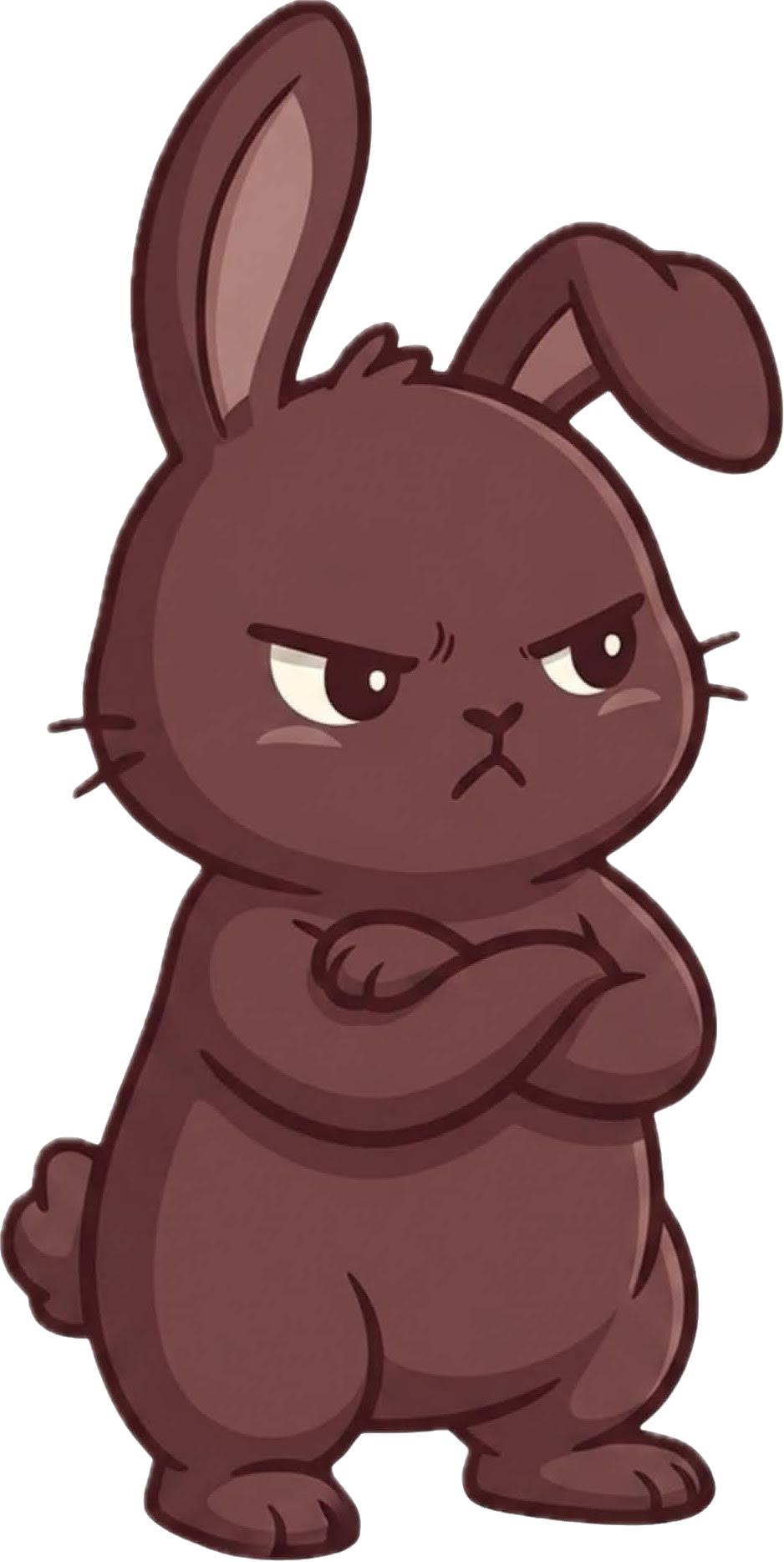 The Grumpy Bunny standing with her arms crossed and a grumpy pout